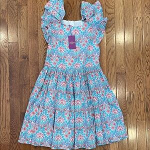 Jacadi Blue and Pink Floral Kids Dress Size 10